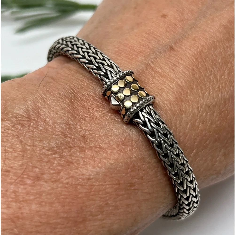 John Hardy Classic Chain 6.25mm Bracelet w/18K Gold Dot Clasp - Picture 2 of 7